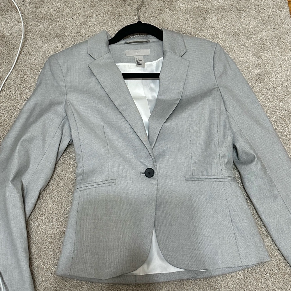 H&M Gray Blazer Classic Suit Jacket